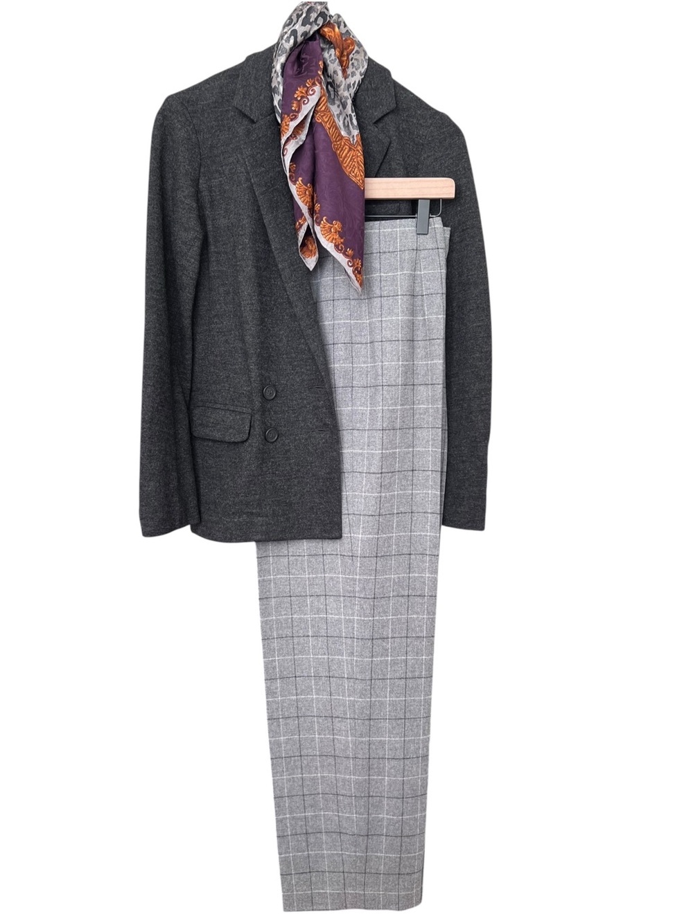 Talbots Wool Windowpane Plaid Gray and Black Classic Side Zip Trousers Size 8